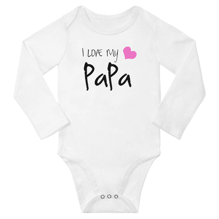 

I Love My PaPa Cute Baby Long Sleeve One-pieces for Boy Girl Unisex (White 18-24M)