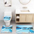 thumbnail image 1 of Juego de alfombras de baño de 3 piezas ABPHQTO Casa Piscina Hotel Isla Creta Grecia Terraza Mar Turquesa, 1 of 2