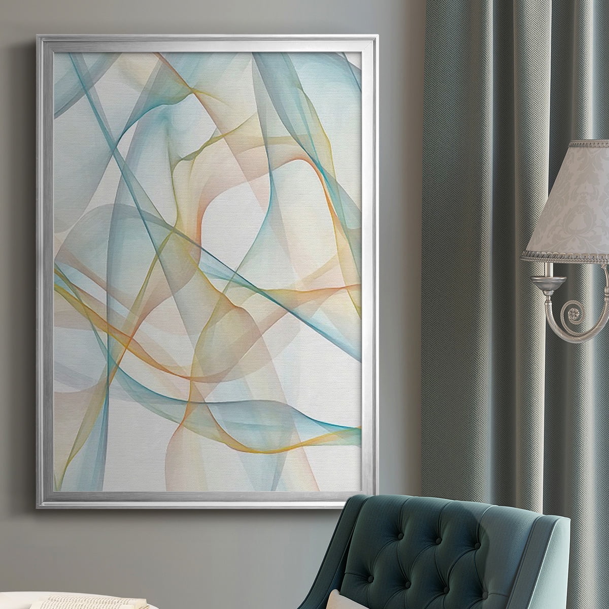 Curves and Waves III Premium Framed Print, in Gold, Black, or Silver - Ready to Hang