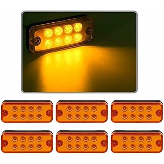 Side Marker Lights, 6 pcs 12V 24V 8 LED Truck Side Marker Indicators Car Side Indicators Lights for Truck Trailer