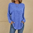 thumbnail image 3 of KBZDBZC Womens Summer Tops Women's Autumn and Winter Round Neck Long Sleeved Stripe Loose Casual T Shirt Summer Tops (Blue,L), 3 of 5