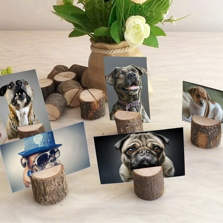 

Spptty Card Clip Holder 10Pcs Stump Shape Wedding Party Place Card Holder Stand Number Table Clip Card Holder Number Table Clip Card