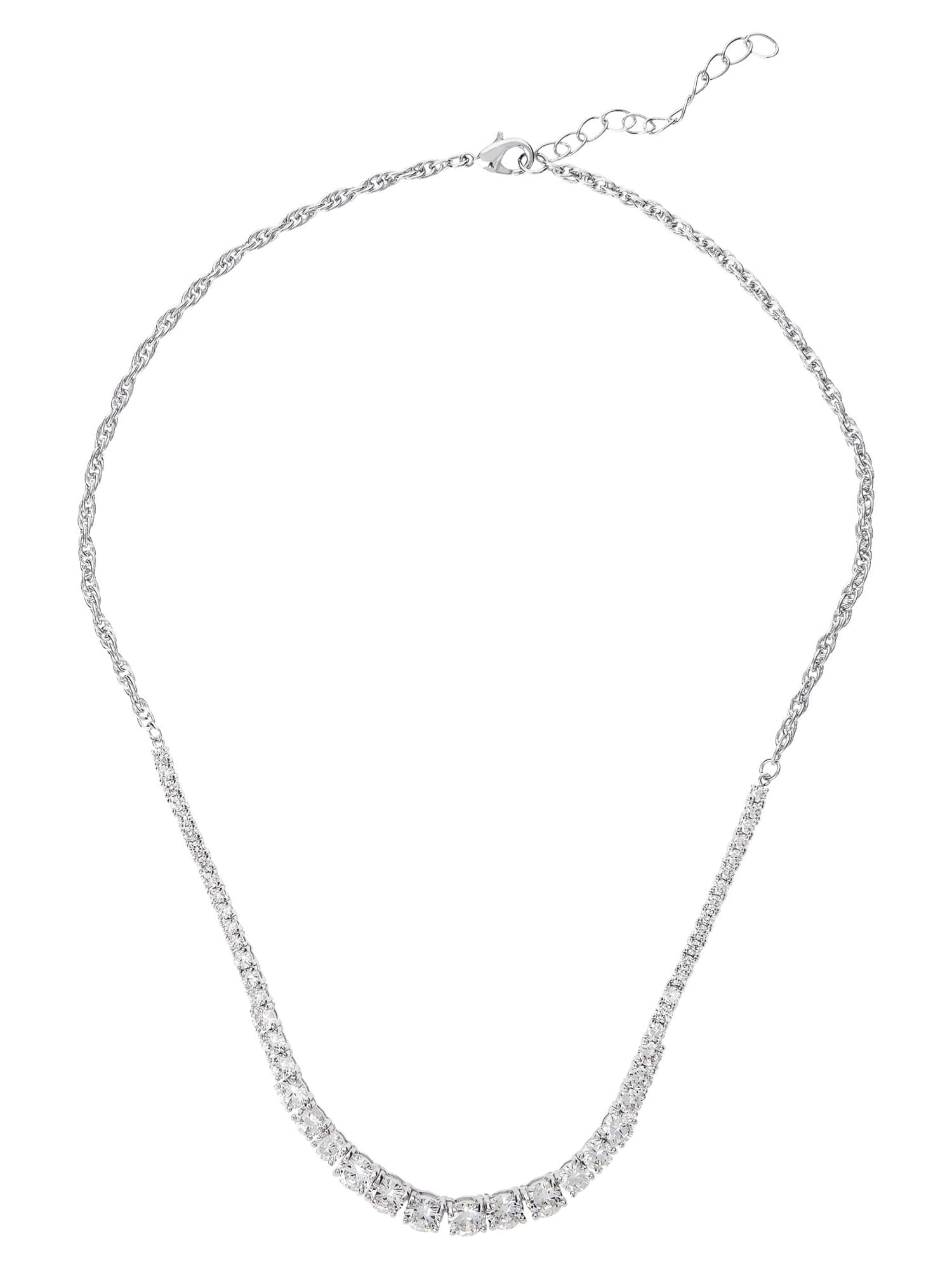 Believe by Brilliance Women's Sterling Silver and Cubic Zirconia Statement Necklace