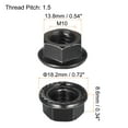 thumbnail image 3 of Unique Bargains M10 Serrated Flange Hex Lock Nuts, Carbon Steel Black Oxide Finished 100 Pack, 3 of 4