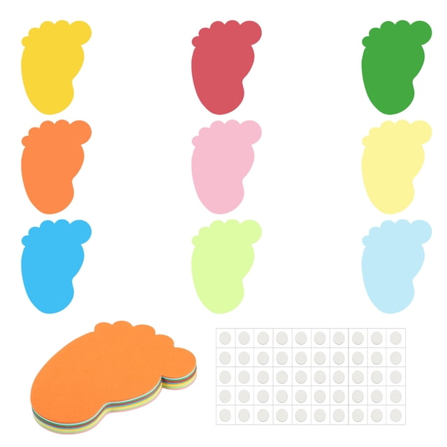 Footprint Cutouts, 45 Pack Paper Feet, Colorful Feet Cutout for Classroom, Assorted Color