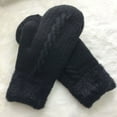 thumbnail image 4 of Xfvqtps Mens and Womens Mittens Full Fingered Knitting Plush Lining Wrist Warmth Thickened Solid Color Simplicity Non-Slip Windproof Warm for Cold Weather Winter Gloves Black, 4 of 5