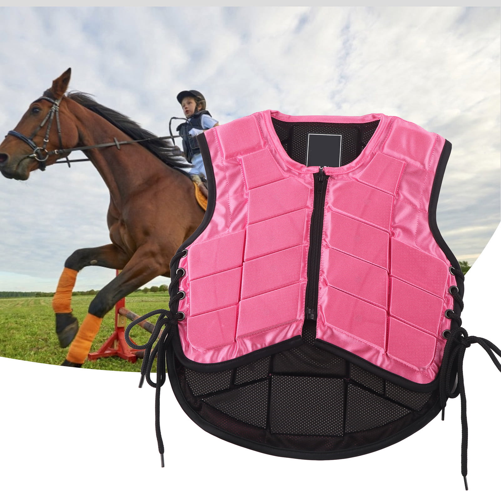 Pink Blue Sport Safety Padding Riding Vest Equestrian Accessory Black 