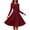 Wine, variant on KHONTS Women's Crew Neck A-Line Mini Dress Long Sleeve Flowy Casual Dresses Elegant Going out Solid Color Slim Dress Wine XL