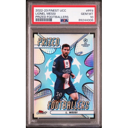 Graded 2022 Topps Finest UCC Lionel Messi #PF9 Prized Footballers Soccer Card PSA 10 Gem Mint