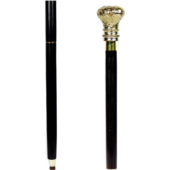 Aluminum & Brass Decorative Rosewood Walking Cane | Full Size Walking-Stick for Men & Women |