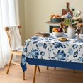 thumbnail image 6 of Blue and White Porcelain Waterproof Fabric Tablecloth,Rectangle Watercolor Wrinkle Oil-Proof Resistant Table Cover for Dining Table, Buffet Parties and Campin,(60" x 84" inch), 6 of 6