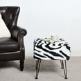 thumbnail image 4 of Home Soft Things Faux Fur Ottoman- Zebra - Black Leg - 17x17x17", 4 of 5