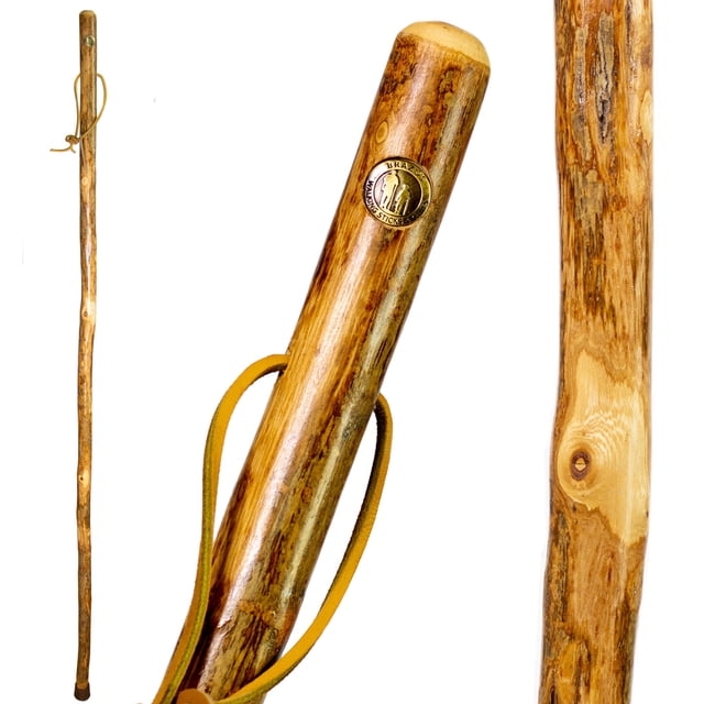 Bastón de madera rústica Brazos, madera noble, mango tradicional, para hombre y mujer, fabricado en EE. UU., 41"