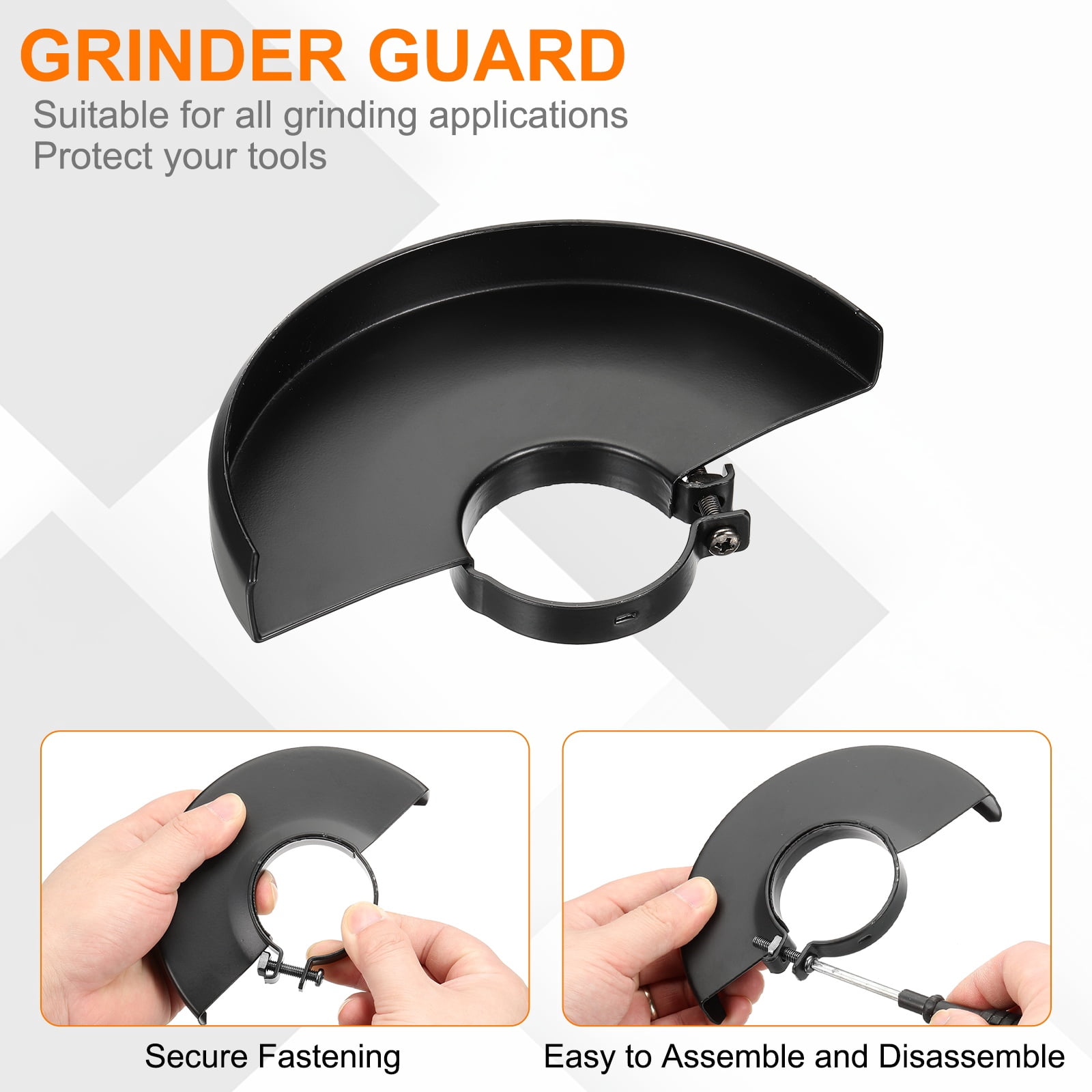 Uxcell Angle Grinder Guard 6-1/2" (163mm) 1.97" Dia, 2Pcs Metal Adjustable Angle Grinder Safety Guard Wheel Disc Blades Protective Cover Shield Replacement, Black