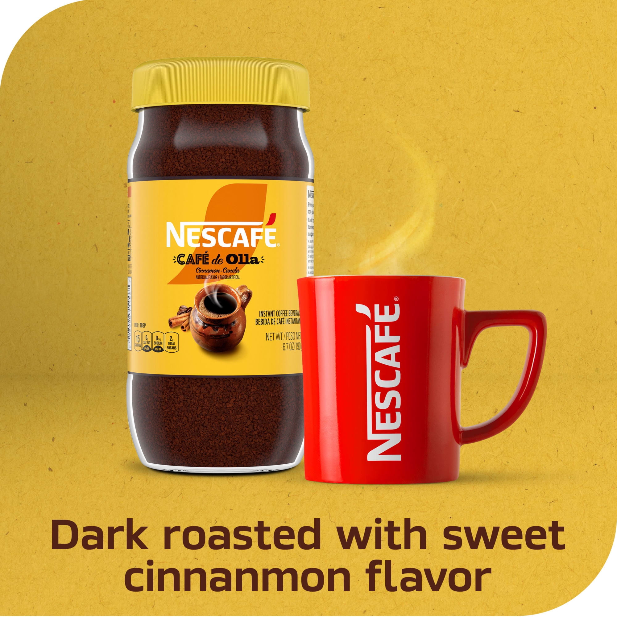NESCAFÉ Café de Olla, Cinnamon Flavored Instant Coffee, 6.7 oz, 1 Jar