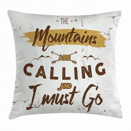 Adventure Throw Pillow Cushion Cover Mountains Are Calling Quote