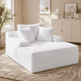thumbnail image 6 of 67" Corduroy Boneless Chaise Sofa for Living Room, 9.9'' Wide Armrest Lounge Chair, Indoor Oversized Sleeper Sofa, Deep Seat, 3 Soft Pillows Sofa Bed, No Assembly Required, White, 6 of 9