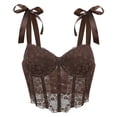thumbnail image 4 of Telankuip Lace Tummy Control Shapewear for Women Adjustable Straps Lace up Cropped Corset Tops Cute Floral Mesh Breathable Going out Cami Bustier for Halloween and Daily Wear 1-Brown XL, 4 of 9