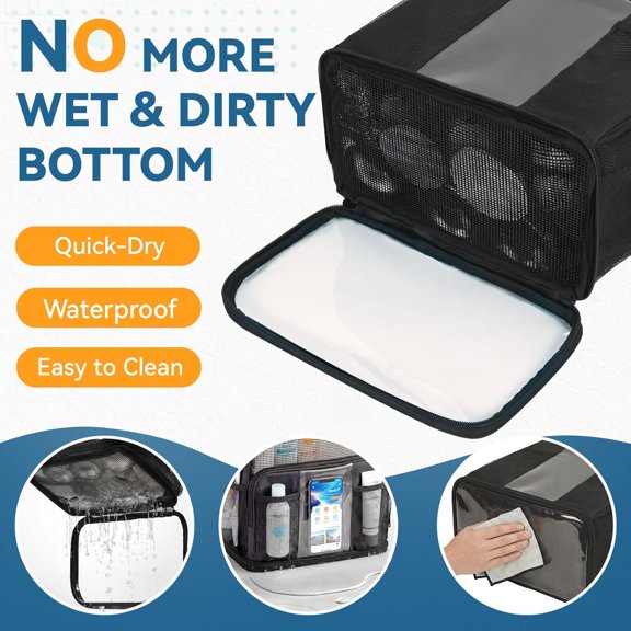 WEGOLY-Shower Caddy Portable for College Dorm, Hanging Travel Toiletry Bag with Phone Pocket & Waterproof Bottom Cover,Quick-Dry Mesh Shower Bag,Dorm Room Essentials for Guys & Girls,Cruise Essentia