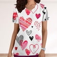 thumbnail image 2 of S LUKKC LUKKC Scrubs Top For Women V-Neck Workwear Soft Stretch Easy Care Blouse Valentine'S Day Print Short Sleeve Working Uniform Tops Medical Scrub Shirts, 2 of 5