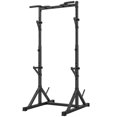 thumbnail image 1 of Soozier Support Réglable pour Squats et Station de Développé Couché, Support d'Alimentation Multifonction en Acier Robuste avec Barre de Traction et Rangement pour Plaques pour l'Entraînement de Force à la Maison, Noir, 1 of 7