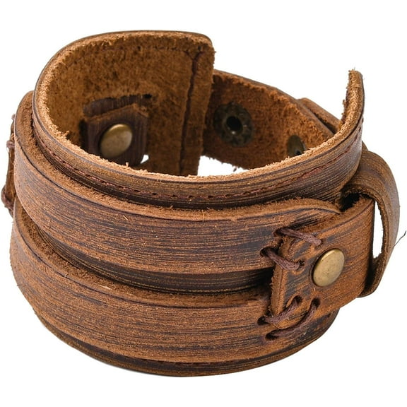 1Pcs Leather Wrap Snap Bracelets Saddle Brown Bracelets Ornament Jewelry Making Bracelets