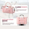 thumbnail image 5 of Lomyolo Travel Duffel Bag for Women - Large Weekender Bag with Shoe Compartment, Trolley Sleeve & Waterproof Pocket - Lightweight Gym, Sports, Overnight Trips Luggage & Tote Bag-Pink, 5 of 7