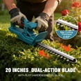 thumbnail image 4 of Globalsource 21V 500W Cordless Hedge Trimmer, 2*3.0Ah Rechargeable Electric Bush Trimmer with 20 Inch Dual-Action Blade & Safety Lock, Lightweight 3.97LBS for Effortless One-Handed Trimming, 4 of 10