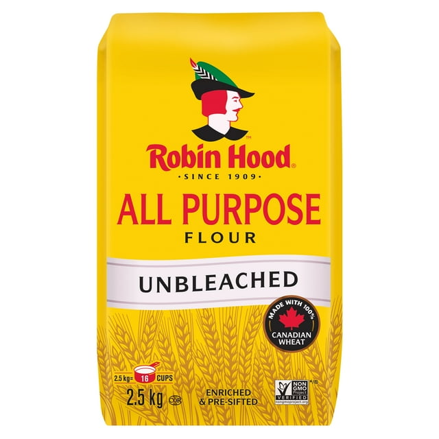 Farine tout usage non blanchie Robin Hood, faite à 100 % de blé canadien, 2,5 kg