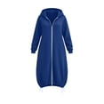 thumbnail image 4 of AVRNLIQ Kids Long Zip Up Hoodie Oversized with Pockets Blue Lightweight Coat for Boys Girls,Size 11-12T, 4 of 7