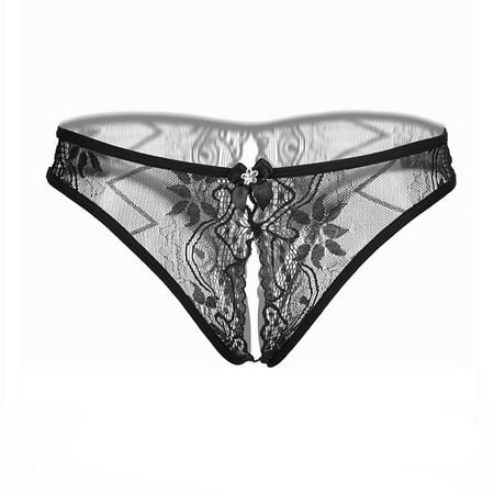 

JDEFEG Lingerie Set Plus Size Push Up Strings Lace Transparent Underwear Panties Panties G Women Thongs Vintage Sheer Nylon Lingerie Spandex Black