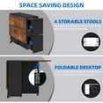 thumbnail image 5 of UFORIC 5 Pcs Folding Dining Table Set with 4 Chairs, 55'' Drop Leaf, Storage Racks, Wheels, Brown, 5 of 11