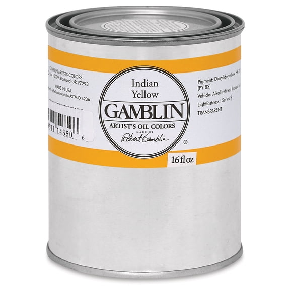 Gamblin Artist's Oil Color - India Yellow, 16 oz Can