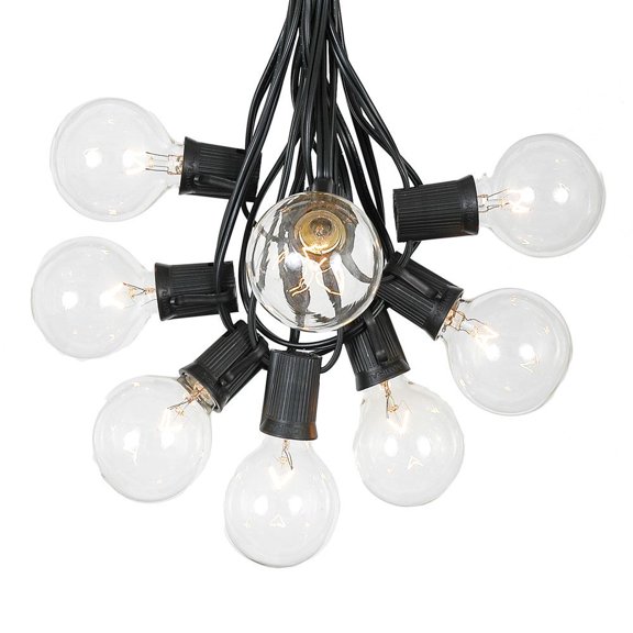 Novelty Lights 100 Feet Clear G50 Globe Outdoor Patio String Lights, Black Wire
