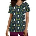 thumbnail image 2 of JINGWANGYHBD Nurse Uniform for Women Christmas Scrub Tops Stretchy Lightweight Shirts Xmas Cute Printed Uniforms V-neck Loose Casual Top, 2 of 5