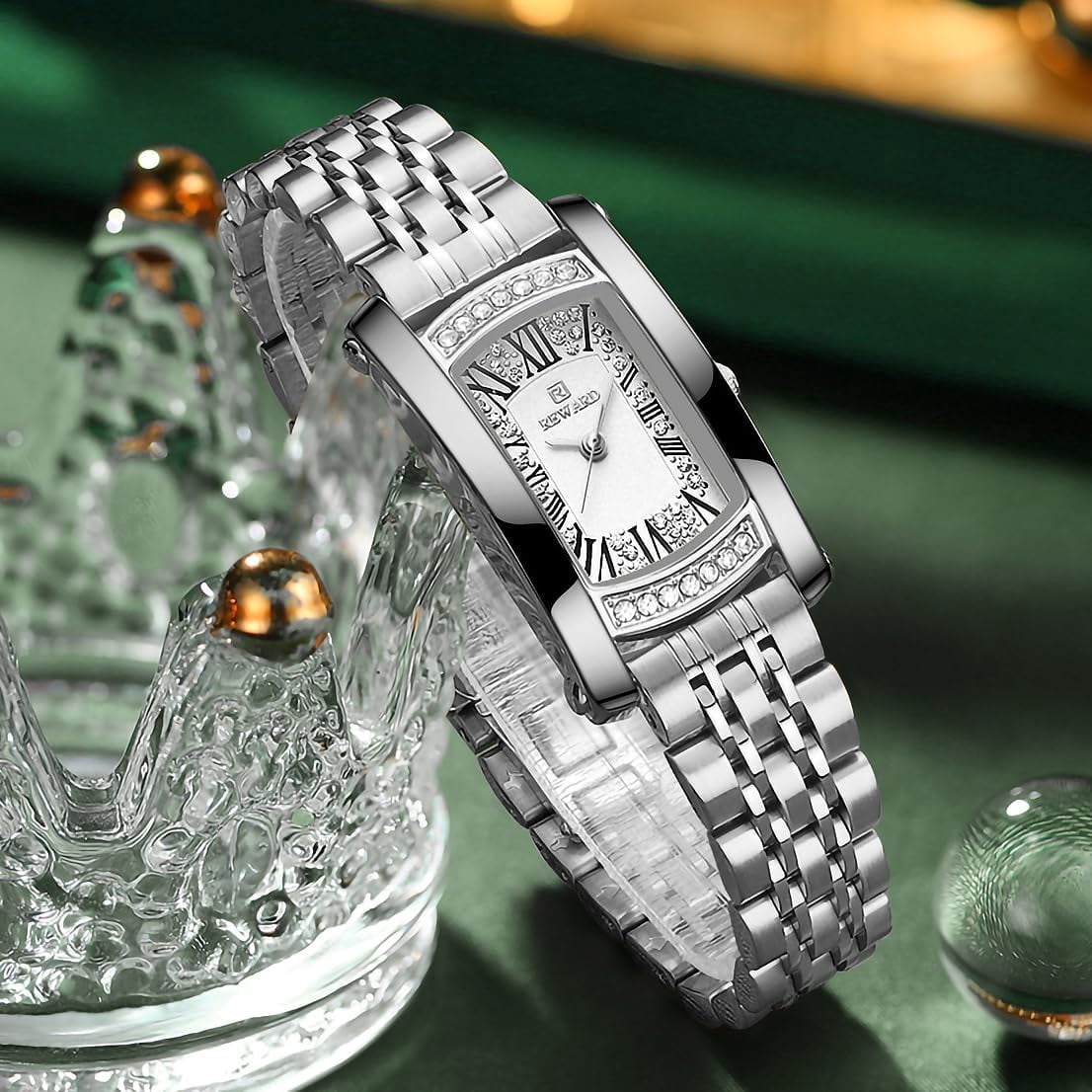 Watches Women with Date Silver Stainless Steel Luxury Ladies Watches with Small Writs Diamond for Women Waterproof Elegant Dress Quartz Analog Women's Wrist Watches Reloj de Mujer