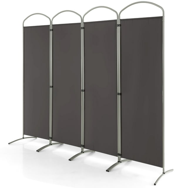 Costway Paravent Pliant à 4 Panneaux 6 Pi de Haut Écran d'Intimité en Tissu Gris