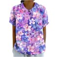 thumbnail image 2 of Fiudx Liquidación de Ahorros de Verano Camiseta Holgada Informal con Estampado para Mujer, Tops de Manga Corta con Cuello de Muñeca, Blusa Bonita y de Lino, 2 of 4