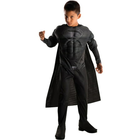 Child's Deluxe DC Comics Black Superman Man Of Steel Suit Costume