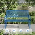 thumbnail image 6 of Dovov Oversized Outdoor Bench, Modern Patio Bench Steel Garden Bench Metal Bench Loveseat with Geometric Backrest, Blue, 6 of 11