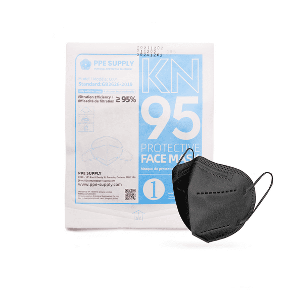 Black KN95 Respirator Face Mask Individually Sealed (Cone Shape)