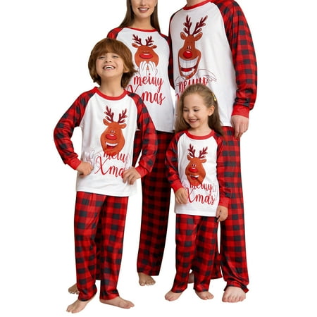 

wybzd Holiday Matching Family Christmas Pajamas Toddler Unisex Sleepwear Set 2-Piece Red White Kids 3 Years