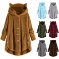 thumbnail image 6 of WEIYLL Jacket Women Plus Size Color Block Sweatshirt Button Hoodie Loose Warm Khaki Fall Clothing Size 4XL, 6 of 6