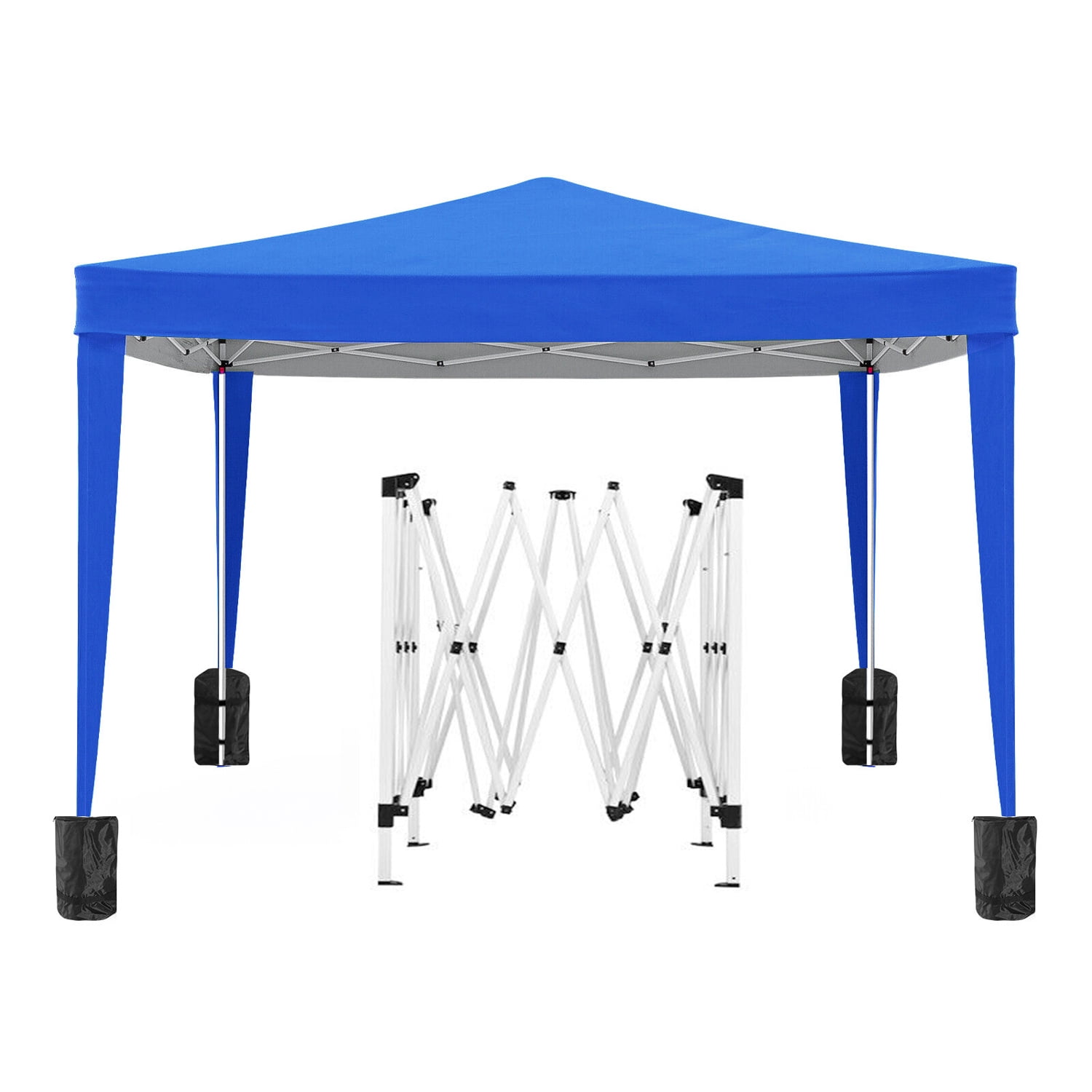 Pop Up Canopy Tent 10x10, Outdoor Gazebo with 4 Removable Sidewalls, Portable Instant Canopy with 4 Sand Bags for Party, Camping, Market, Tailgate, Blue