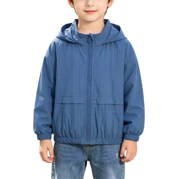 fatyb Boys Hooded Jackets Girls Lightweight Kids Zip up Casual Long Sleeve Outdoor Coat with Pockets