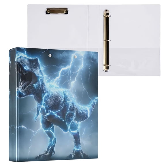 ALAZA Cool Dinosaur with Lightning Hardcover 3 Ring Binder 1.5" D-Rings with Interior Pockets Binders School 1 PC