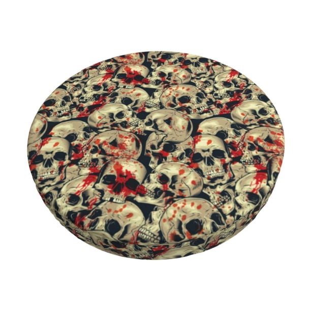 Balery Skulls1 Fundas de asiento para taburete de bar redondo de tela de terciopelo ajustables que protegen de arañazos y manchas para sillas de 14 a 17 pulgadas.-12 inch