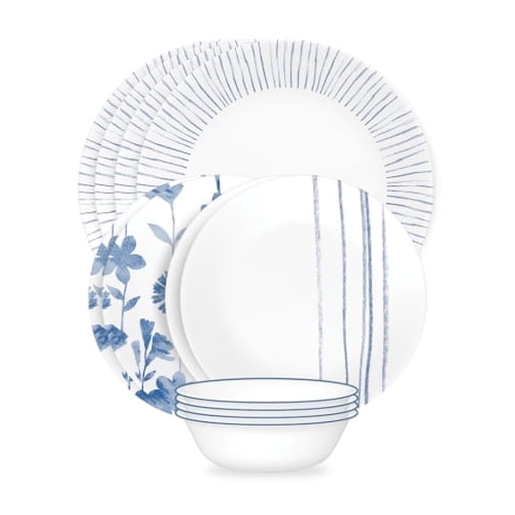 Corelle Botanical Stripes 12-piece Dinnerware Set (Service for 4)