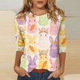 thumbnail image 2 of Easter Shirts for Womens 3/4 Sleeve Bunny Graphic Print Soft Tops Womens Eggs Cute Funny Crew Neck T-Shirts S, 2 of 5