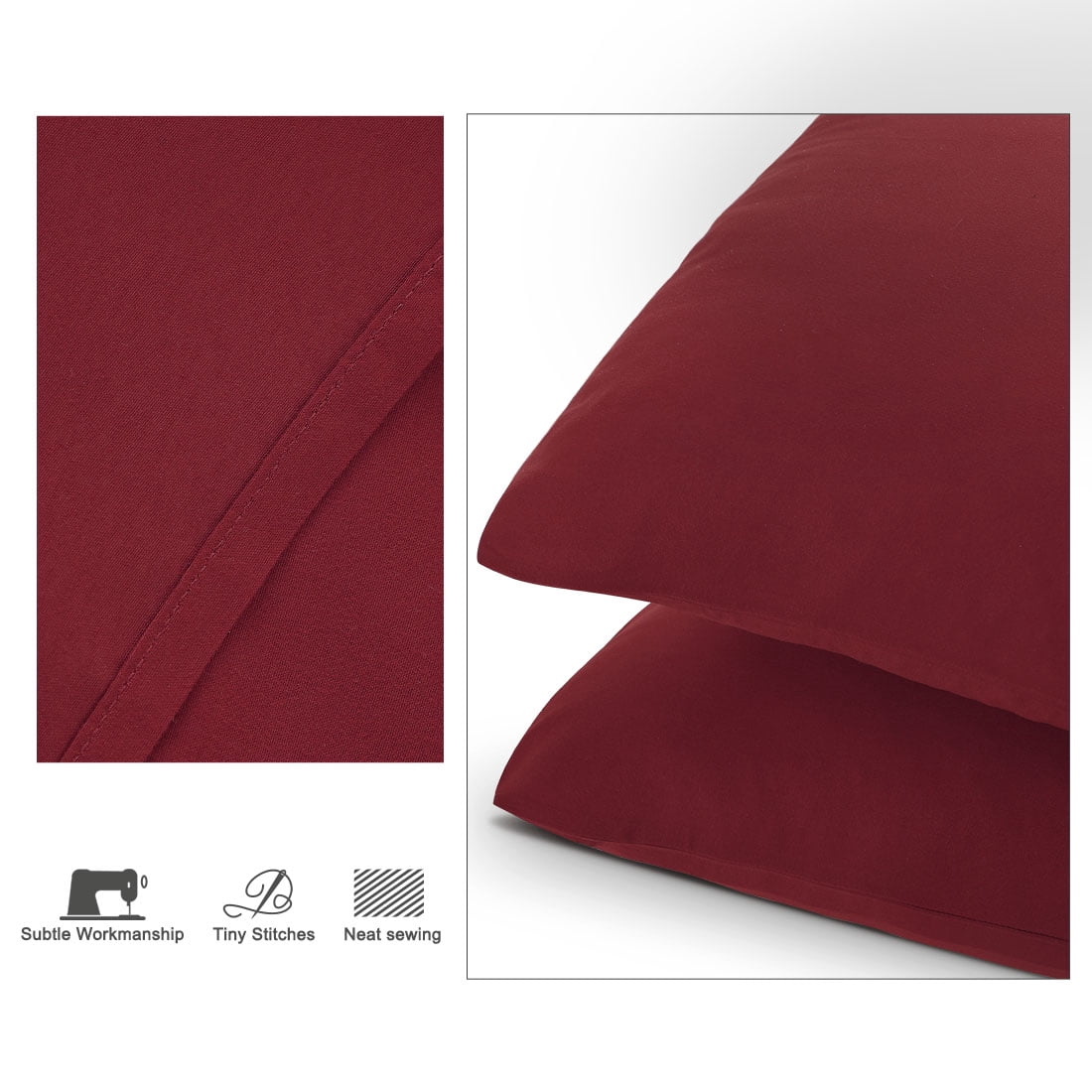 Unique Bargains 4-Pack Solid Microfiber Pillowcases Burgundy Travel(14"x20")